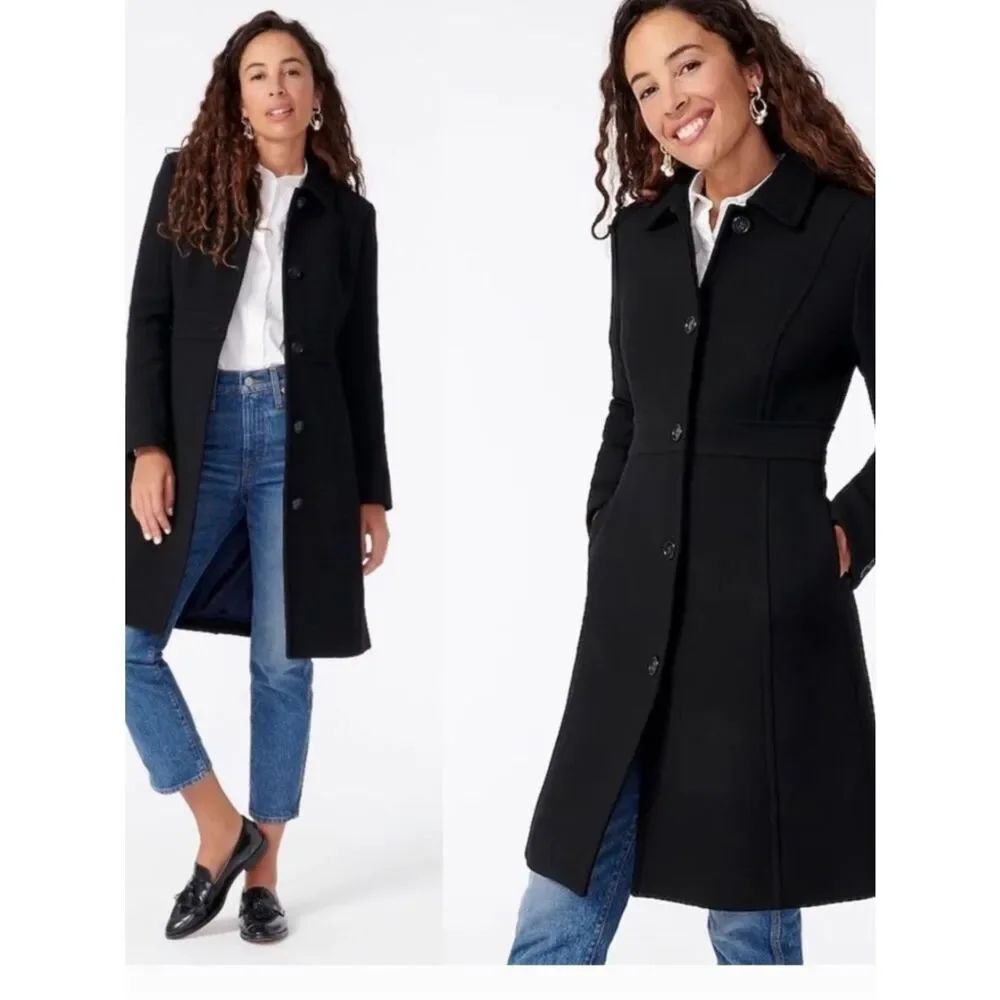 J.Crew Classic lady day coat in Italian double-cloth wool with Thinsulate black